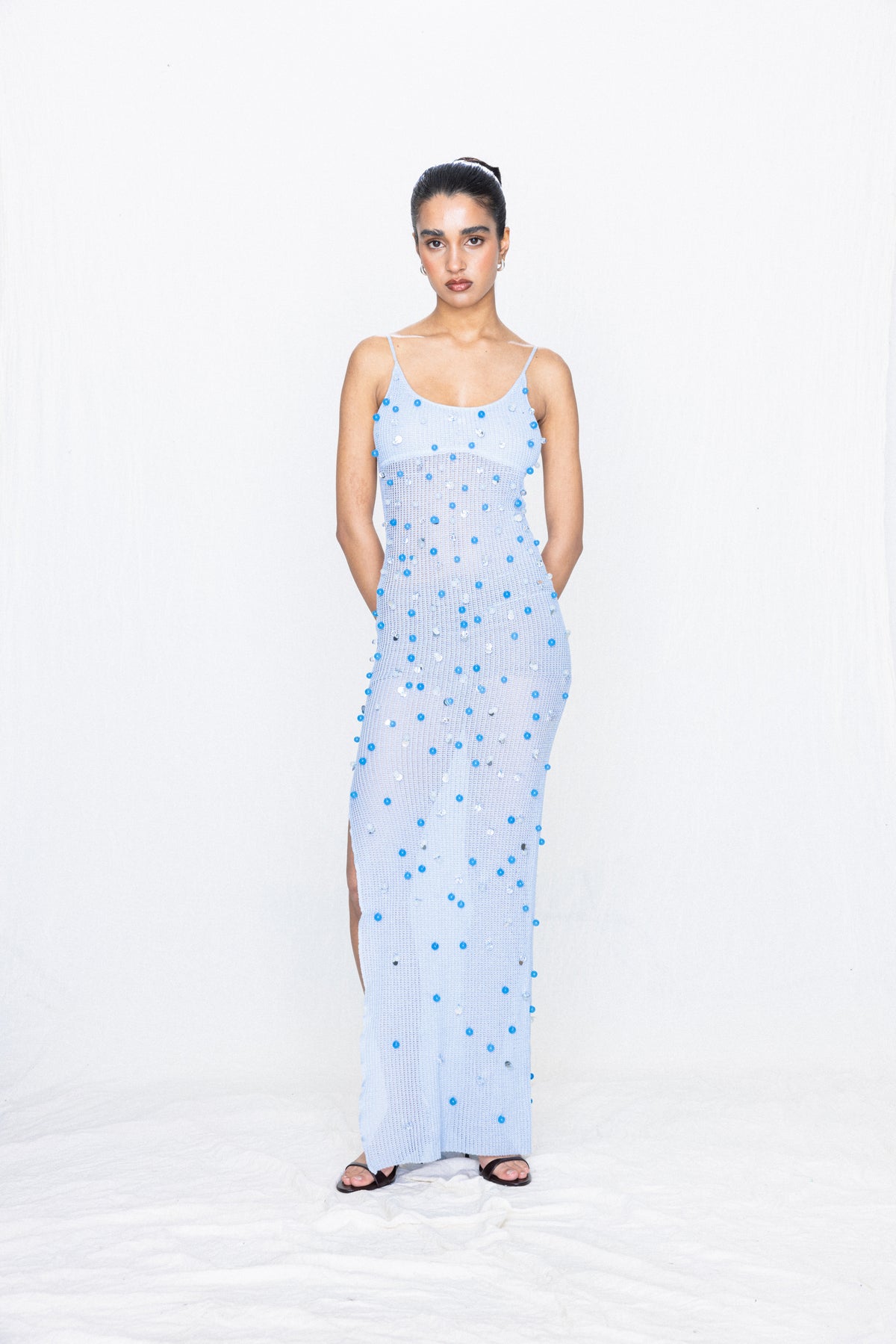 Hand-beaded Dress Sky