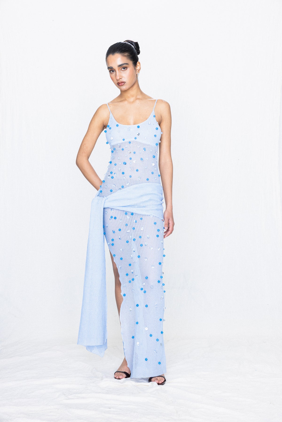 Hand-beaded Dress Sky
