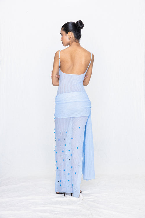 Hand-beaded Dress Sky